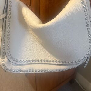 Coach White Leather Tote with Silver Studs